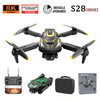 Drone S28 avec caméra 8K et zoom 50x, quadricoptère RC à double objectif avec maintien d'altitude par flux optique