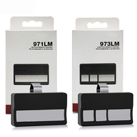 Control remoto Security+ 971LM 973LM para puerta de garaje, compatible con 390 MHz y botones de aprendizaje rojos y naranjas.