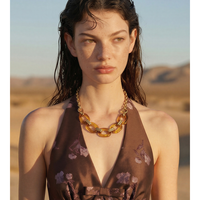 Collier en acier inoxydable JINYOU 6069 avec maillons ovales en résine, réglable, bijou tendance pour la vente en gros