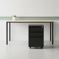 Meuble de rangement mobile pliable à 3 tiroirs en acier robuste et contemporain pour bureau, avec roulettes verrouillables, vente en gros