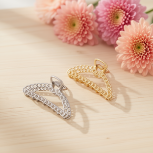 Pinza de Pelo Tipo Cadena Angelina de 7.5 cm, Accesorio de Pelo Metálico de Moda para Mujer, Uso Diario - Product Image 5