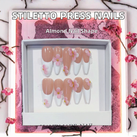 Ongles à presser longs carrés stiletto, style romantique français sculpté, réutilisables, faits main, en acrylique minimaliste, couvrance totale, qualité usine