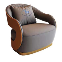 Fauteuil d'appoint en eucalyptus avec panneaux courbés en contreplaqué, design moderne pour hôtel, salle à manger, salon et chambre à coucher, structure de meuble