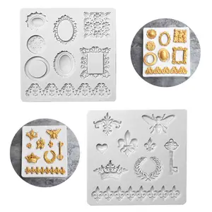 Multi Crown Hart Frame Key Siliconen Mold Mould Cake Bakken Decorating Fondant Tool Keuken Suikerpasta Diy