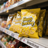 Sac en plastique laminé de qualité alimentaire imprimé sur mesure à 3 joints latéraux emballage de croustilles avec joint arrière pochette d'oreiller quantité minimale de commande 100 pièces