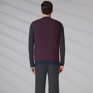 Custom Logo Casual Warm Layer Winter <b>Men's</b> Cotton Merino Wool V-Neck <b>Knit</b> Vest Classic Sleeveless Sweater <b>Waistcoat</b> - Product Image 6