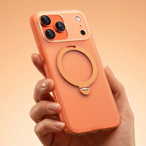 เคสโทรศัพท์แบบแม่เหล็กพิมพ์ลายจุดด้านหลังแบบด้าน สำหรับ iPhone 17 13 14 15 16 Pro Max พร้อมขาตั้งวงแหวนโลหะ ป้องกันการตกกระแทก - Product Image 1