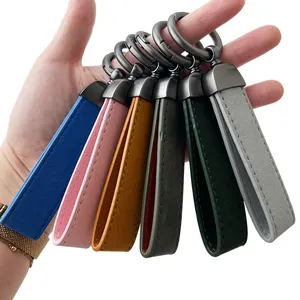 New Arrivals Colorful Blank Keychain PU Key Ring Customizable Pu Leather Key Chain