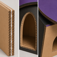 Maison pour chat en carton ondulé en forme de chapeau de sorcier, griffoir et tanière d'intérieur avec jouet étoile suspendu