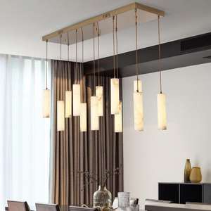Lustre en albâtre design créatif à longue bande Hall de l'hôtel Salle à manger Cuisine Suspension en marbre - Product Image 4
