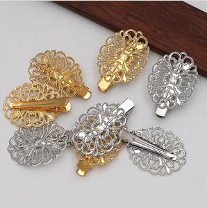 Novo Acessório de Joalheria DIY: Peça de Flor em Latão Estampado para Presilha de Cabelo - Material de Joalheria Filigrana de Flor de Gana - Product Image 2