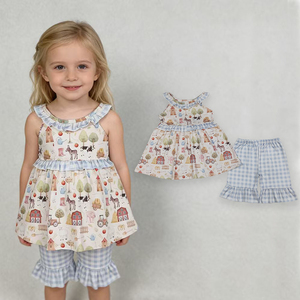 In Stock Boutique Casual Farm Animals Girls Clothing Summer Outfits Wholesale <b>Toddlers</b> New Fashion Factory Price Cute Clothes - Product Image 1