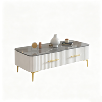 Ensemble table basse et meuble TV en dalle de roche |   Meubles de salon modernes et luxueux, modulables, avec des éléments décoratifs