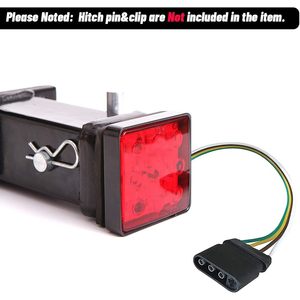 CZC AUTO <b>Red</b> Lens Trailer Hitch Cover 12 <b>LED</b> Brake <b>Light</b> 2 Inch Receiver Fit - Product Image 5