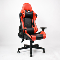 Fauteuil de jeu ergonomique inclinable en cuir noir et rouge style course avec dossier haut et logo personnalisé