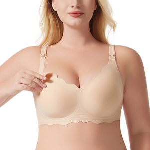 Sujetador de Maternidad sin Costuras con Borde Ondulado, Sujetador Deportivo sin Varillas para Mujeres en Periodo de Lactancia, Talla Grande - Product Image 1