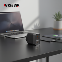 Chargeur rapide WISESIR 65W GaN double USB-C et Type-C PD 3.0 PPS avec protection OTP pour iPhone 17 Pro Max