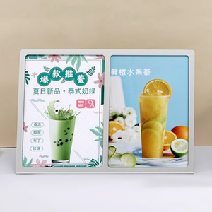 Customized Fast <strong>Food</strong> Metal Menu Holder Wholesale Desktop Advertising Stainless Steel Display <strong>Stand</strong> - Product Image 4