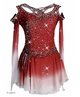 Haute qualité en gros vêtements de danse Costume à manches longues justaucorps paillettes strass femmes patinage artistique robes de danse enfants