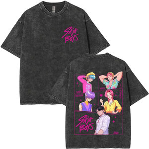 Movie Kpop Demon Hunters <span class=keywords><strong>Tiger</strong></span> Rửa Cổ Điển Ngắn Tay Áo T-Shirts Cho Nam Giới Phụ Nữ Lỏng Lẻo 220 Gram Hài Hước Hoạt Hình Người Hâm mộ 'Quà Tặng - Product Image 3