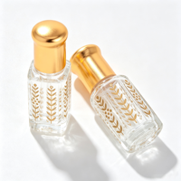Flacon de parfum hexagonal de luxe en verre avec bille roulante, contenant transparent pour huiles essentielles avec capuchon doré pour voyage et recharge