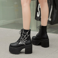Bottes gothiques en toile d'araignée tendance pour femmes, chaussures de cosplay Vampire Knight pour filles des années 90, talons hauts, chaussures esthétiques forestières pour femmes