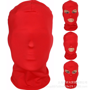 ของเล่นทางเพศสำหรับผู้ใหญ่, ฮู้ดสีแดง, หน้ากากสีดำ, ผ้าคลุมหน้าแบบเต็มใบ, โชว์ปากและดวงตาได้, ฮู้ดทำจากโพลีเอสเตอร์ - Product Image 5