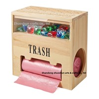 Boîte de rangement pour dosettes de lessive en bois au design moderne et minimaliste avec couvercle rabattable et compartiments pour poubelle de comptoir de cuisine