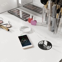 NOVA Coiffeuse pour chambre de fille avec miroir lumineux RGB, bureau de maquillage intelligent en bois et chargement sans fil