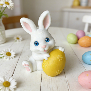 Moule à bougie en silicone créatif en forme de lapin de Pâques - Outil de bricolage pour bougies d'aromathérapie, ornements en plâtre et décoration de gâteaux - Product Image 3