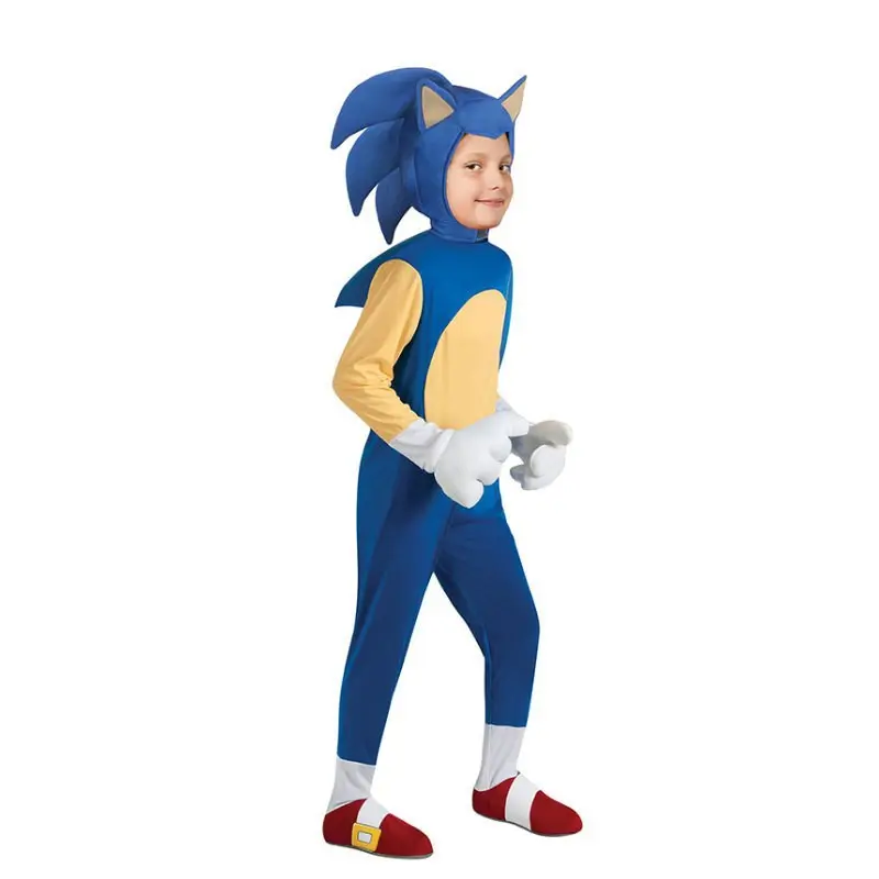 Çocuklar Cosplay cadılar bayramı tam vücut takım elbise 3D stil Sonic gençlik tulum cadılar bayramı Sonic kirpi kostümleri