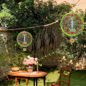 Nuevos Molinillos de Viento Metálicos al por Mayor para Decoración de Jardín y Patio, Molinillo de Viento Bohemio con Mantra, Colgantes Decorativos 3D - Product Image 5