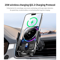Support de téléphone magnétique pour voiture avec charge rapide 25W QI2.2, lumière colorée, ventilateur de refroidissement, support de téléphone portable pour voiture, chargeur de voiture