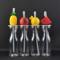Gobelet à paille en PET de 500 ml avec isolation thermique, motif animaux de dessin animé, pour enfants, idéal pour les aquariums, les zones panoramiques, les parcs d'attractions et les festivals