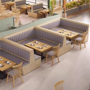 Conjunto de Asientos Modernos de Doble Cara para Restaurante, Mesa y Sillas de Comedor de Madera Estilo Nórdico para Cafetería y Cantina - Product Image 6