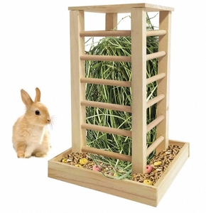 Mangeoire à foin pour lapin en bois massif inachevé Rectangle Boîte à nourriture en bambou Mangeoire pour lapin pour petit animal en gros - Product Image 1