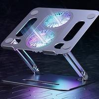 Support pour ordinateur portable en aluminium robuste OEM avec ventilateur de refroidissement, réglable en hauteur, support portable pour ordinateur, pour la maison et le bureau