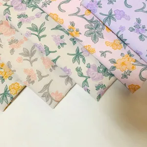 Pronto para enviar algodão têxtil personalizado floral impressão algodão tecido personalizado matéria-prima para o vestido