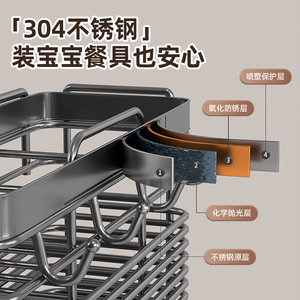 Youqin 304 Stainless Steel Chopstick Holder Wall Mounted Kitchen Utensil Drainer Storage Rack Square Shape Hanging - Product Image 2