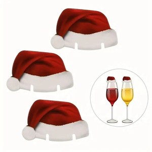 Juego de 10 Tarjetas para Copas de Vino con Diseño de Gorro de Santa Claus, Decoración Navideña para Fiestas - Product Image 1