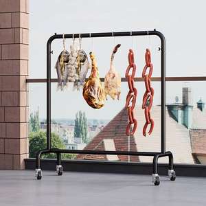 Tendedero <span class=keywords><strong>de</strong></span> carne <span class=keywords><strong>de</strong></span> Metal <span class=keywords><strong>de</strong></span> alta resistencia <span class=keywords><strong>de</strong></span> un solo nivel para tocino, pato asado, jamón, cerdo, pollo, interior, exterior, sala <span class=keywords><strong>de</strong></span> estar, secado colgante - Product Image 3
