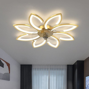 Lámpara de ventilador de techo de pétalos de iluminación decorativa recomendada de fábrica, luz Led con ventilador, sala de estar moderna para el hogar, <span class=keywords><strong>Control</strong></span> remoto 80 - Product Image 2