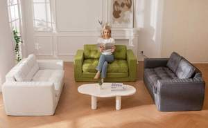 3-in-1 Convertible Loveseat <b>Sleeper</b> <b>Sofa</b> Bed Couch Pull Out Floor Futon for Apartment Living Room Fabric Material - Product Image 6