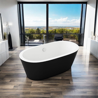 BELLAGIO Baignoires spa modernes en acrylique Baignoire de plain-pied noire autoportante pour salles de bain