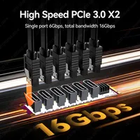 JEYI M.2 untuk Adaptor [6-Port] M-Key untuk Kartu III 6Gbps SSD/HDD Desktop PC Chip ASM1166 Indikator LED