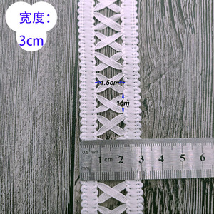 Chiều Rộng 3 Cm Trắng Đen Polyester Chéo Đàn Hồi Ribbon Doanh Crochet Ban Nhạc Cho Phụ Nữ Ăn Mặc Hàng May Mặc Cổ Áo Túi Giày - Product Image 4