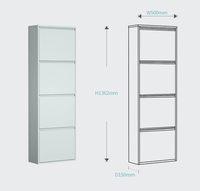 Bluesky gris 4 couches armoire à chaussures en métal assemblé entrée-couloir-garage-buanderie-dressing étagère à chaussures organisateur pas d'assemblage