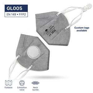 Mascarilla Respiratoria Plegable EN149 FFP2 con Válvula de <span class=keywords><strong>Exhalación</strong></span>, Clip para Oreja y Cuello, Gris GL005, Venta al Por Mayor - Product Image 3