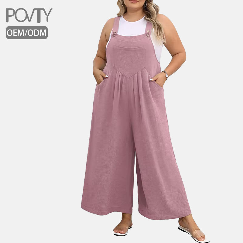POVTY Wholesale Custom Plus Size Women's Chiffon Jumpsuit Summer