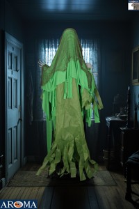 AROMA Sorcière sur pied grandeur nature, décoration d'Halloween effrayante avec baguette, yeux clignotants et sons sinistres pour maisons hantées, fêtes et bars - Product Image 3